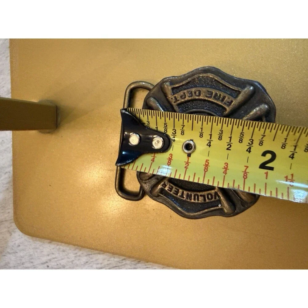 Vintage Solid Brass Volunteer Fire Department Belt Buckle Maltese Cross Ladder